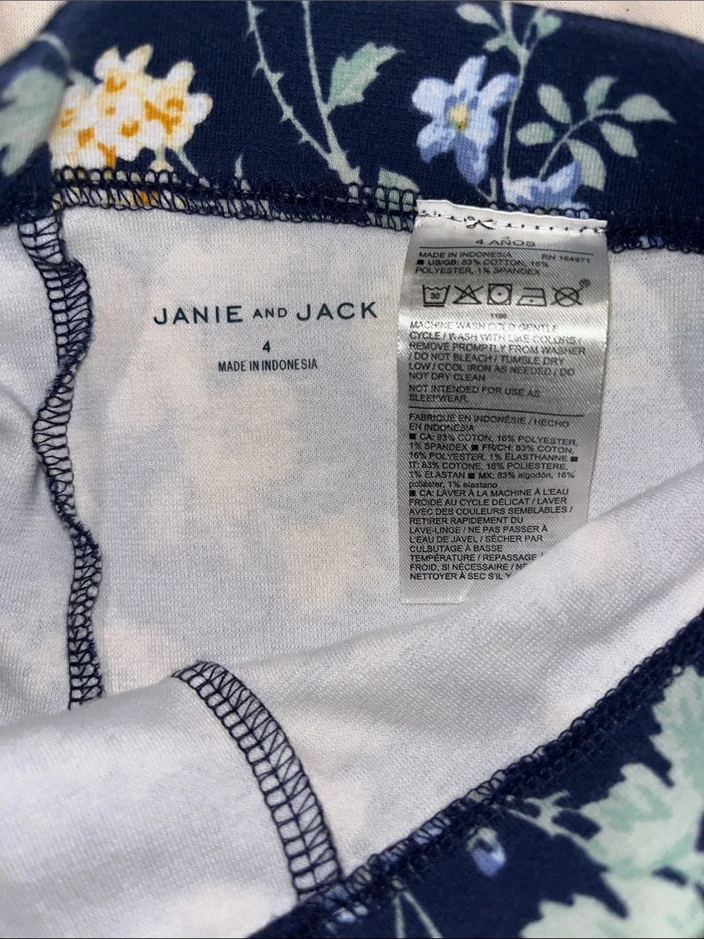 Janie and Jack Like New Girls Leggings | Size 4 | blue/floral EUC